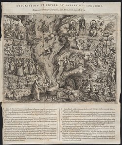 魔女の安息日からの詳細、Tableau de LInconstance des Mauuais Anges et Demonsからのイラスト、Pierre de Lancre、1613 作： Jana Ziarnki